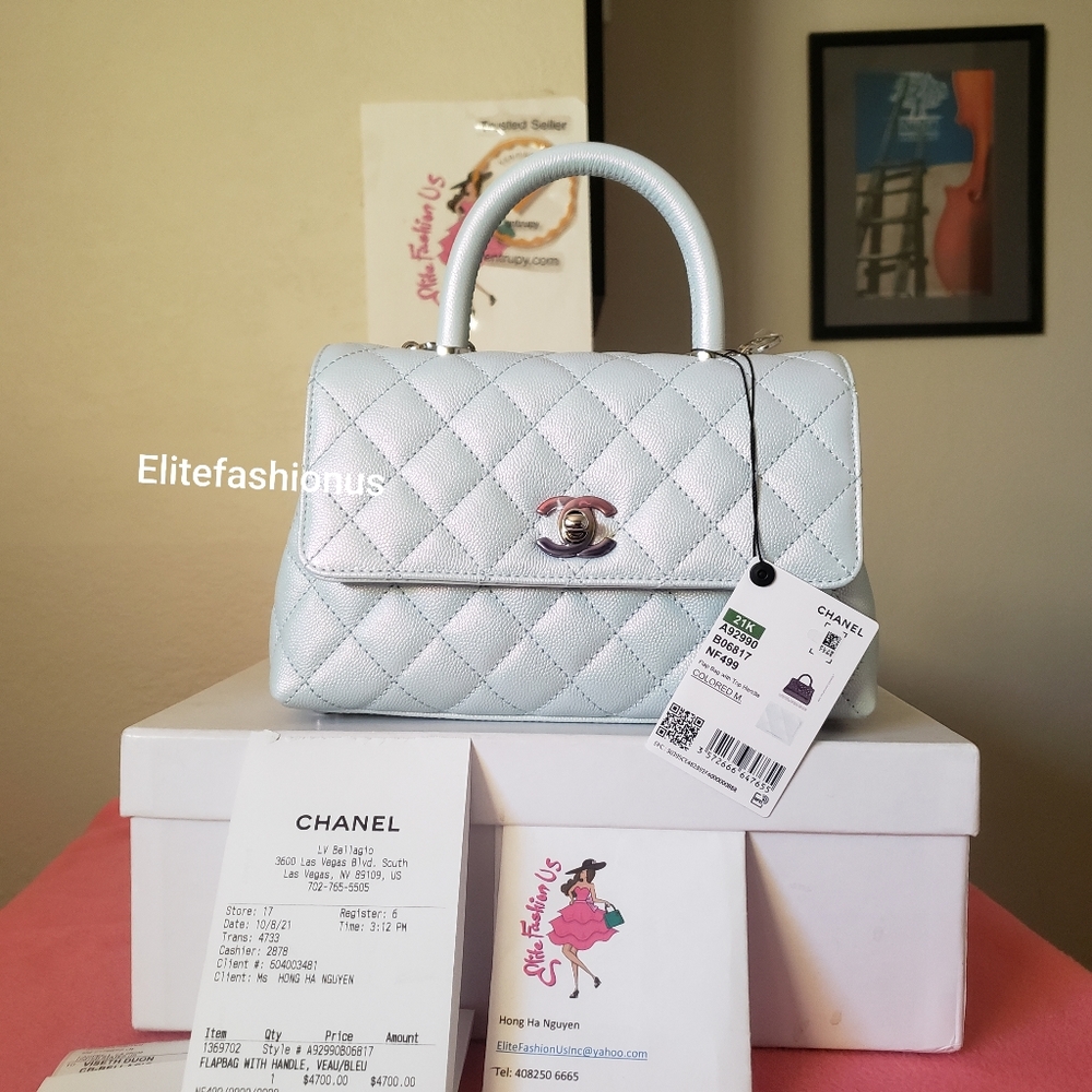 Chanel coco handle mini irridescent blue caviar bag - Picture 2 of 14